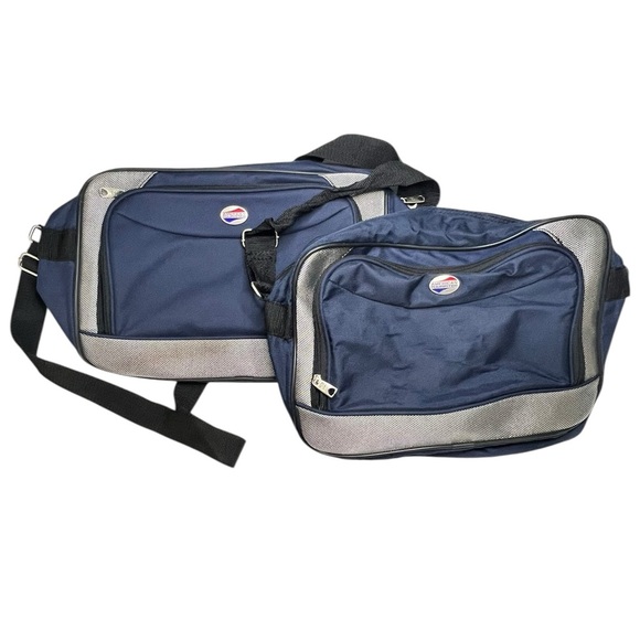 American Tourister Retro Carry On Travel Bag Blue - Set of 2 - Picture 1 of 16